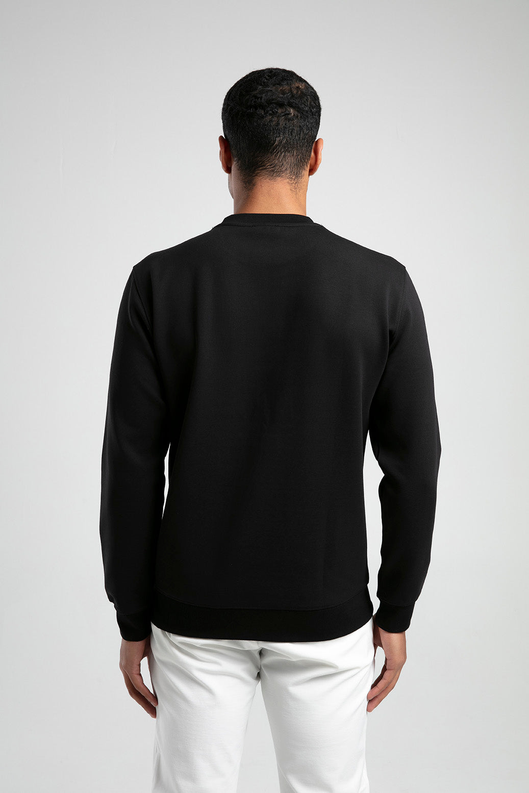 Kır Çiçeği Baskılı Bisiklet Yaka Erkek Sweatshirt - Siyah