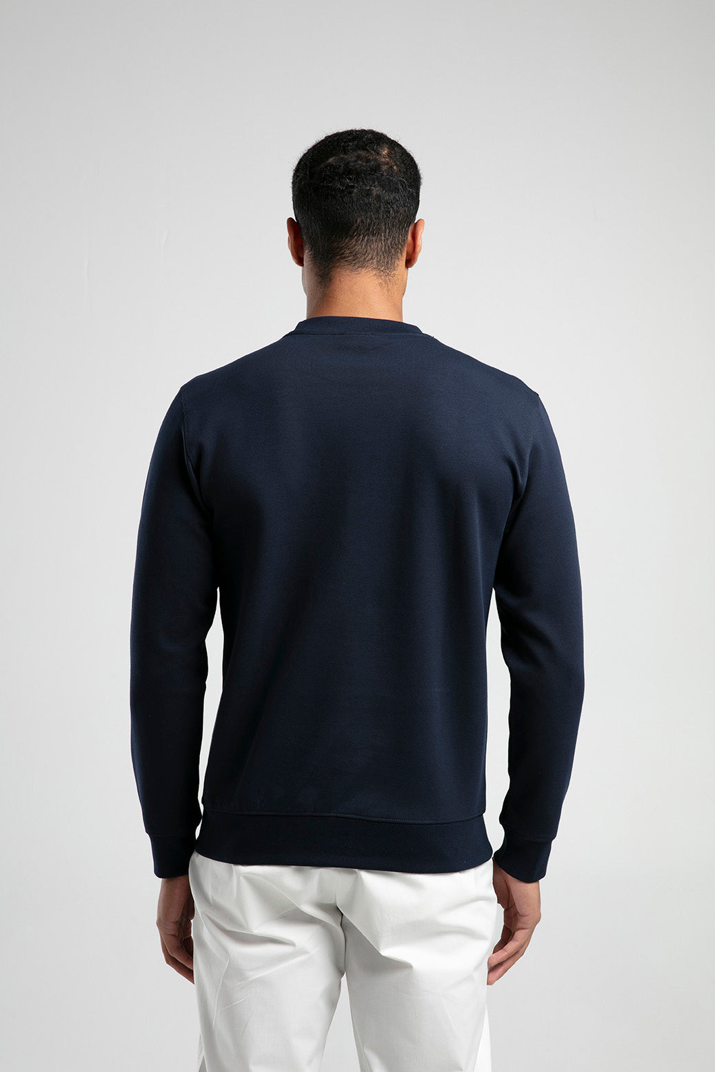 Ağaç Desen Baskılı Bisiklet Yaka Erkek Sweatshirt - Lacivert