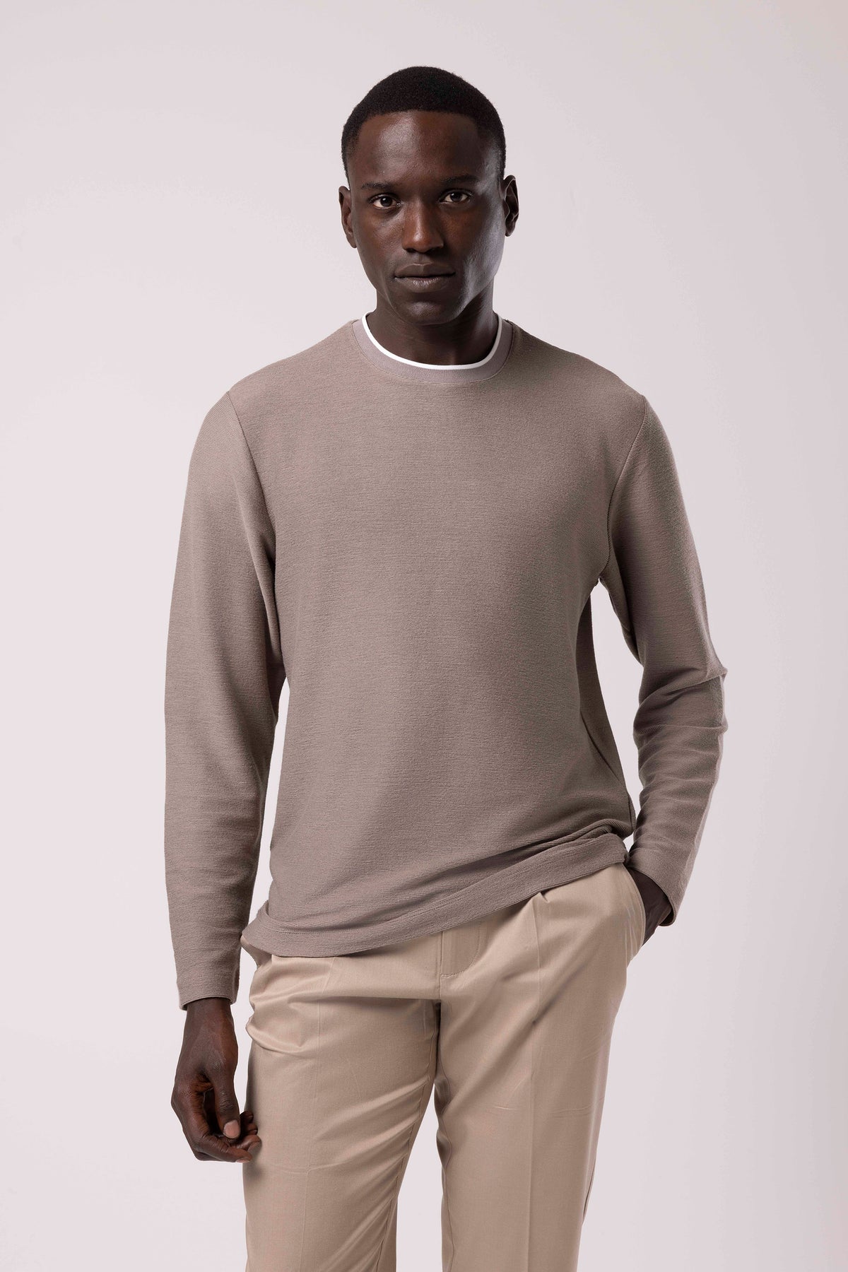 Bisiklet Yaka Sade Sweatshirt