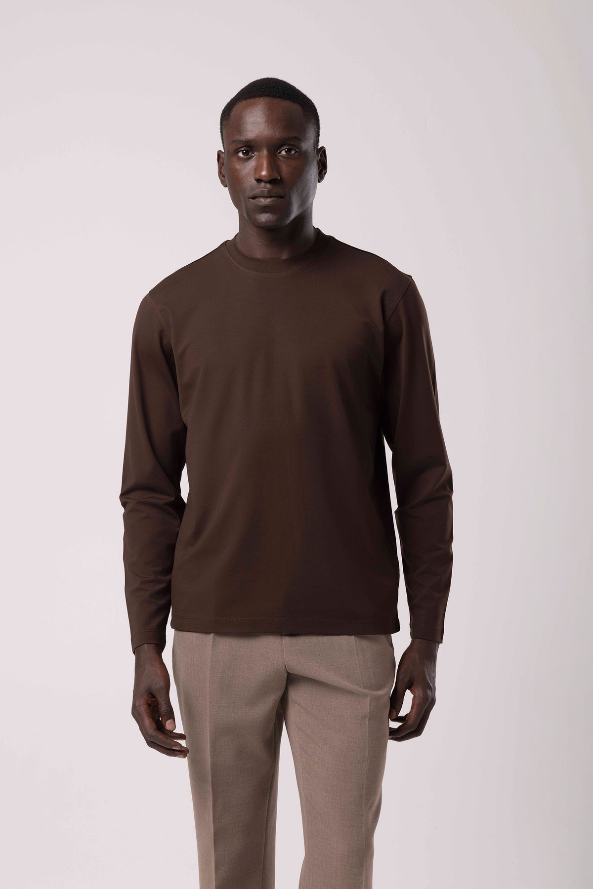 Düz Tasarım Bisiklet Yaka Sweatshirt