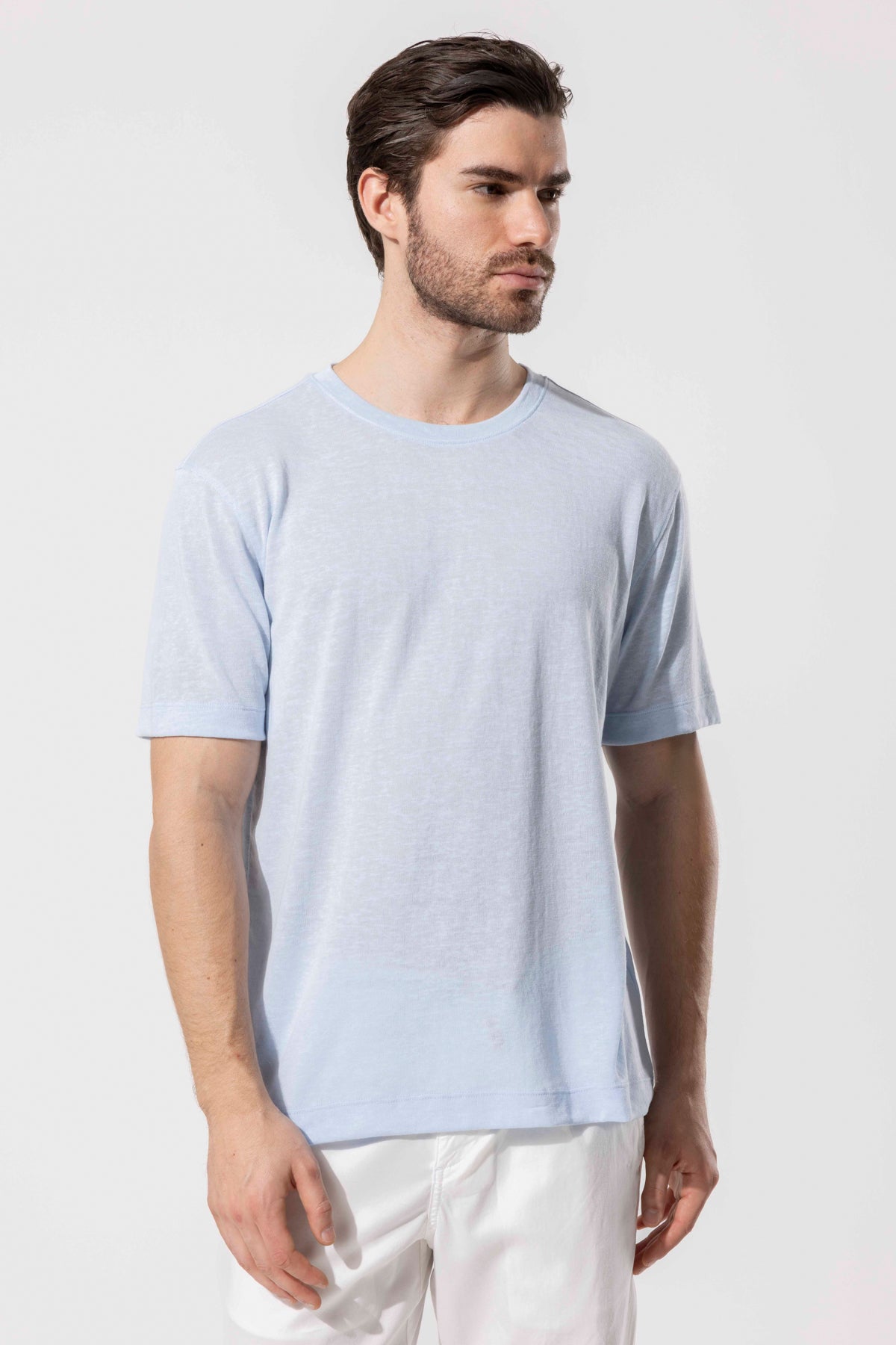 Hafif Dokulu Bisiklet Yaka T-Shirt