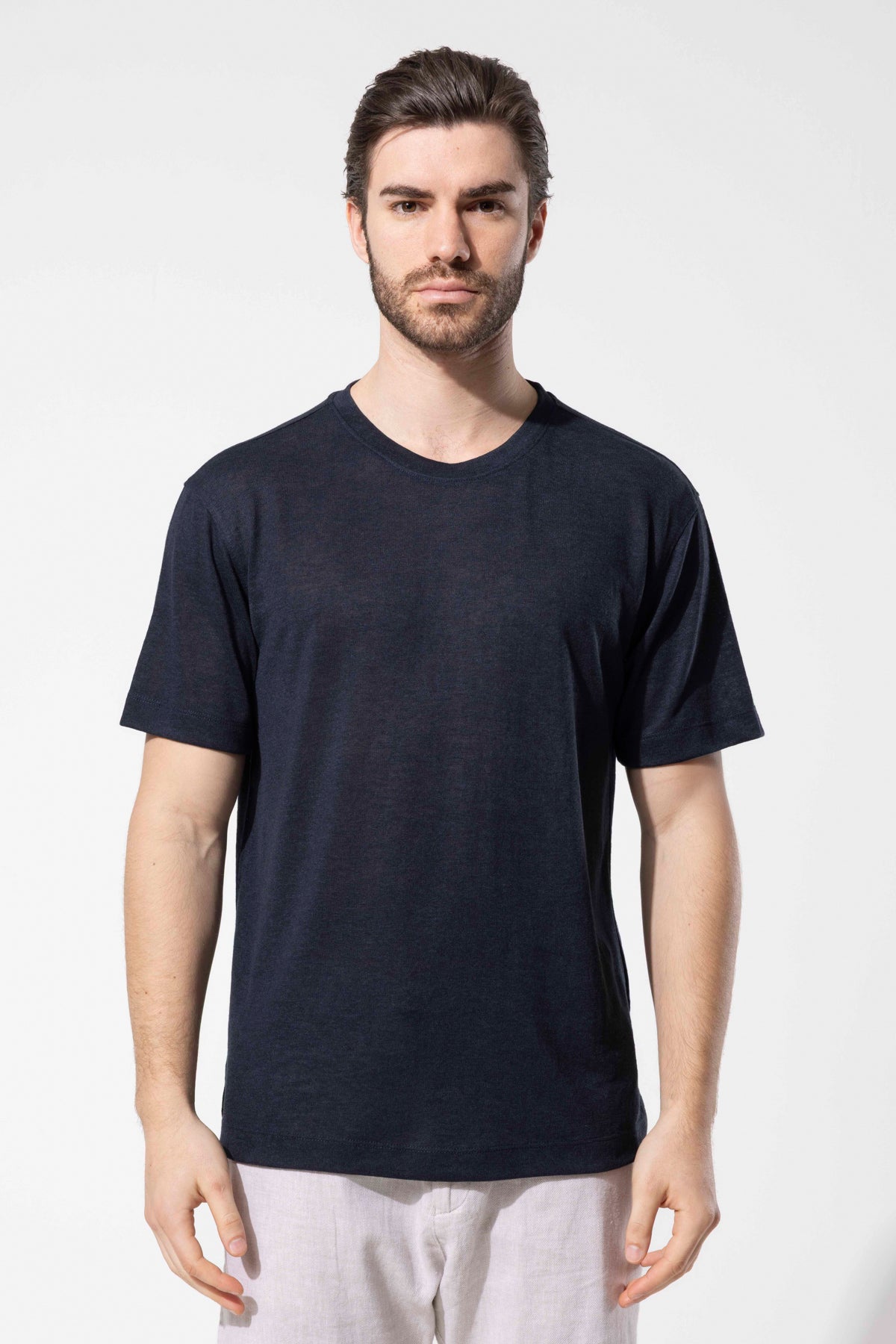 Hafif Dokulu Bisiklet Yaka T-Shirt
