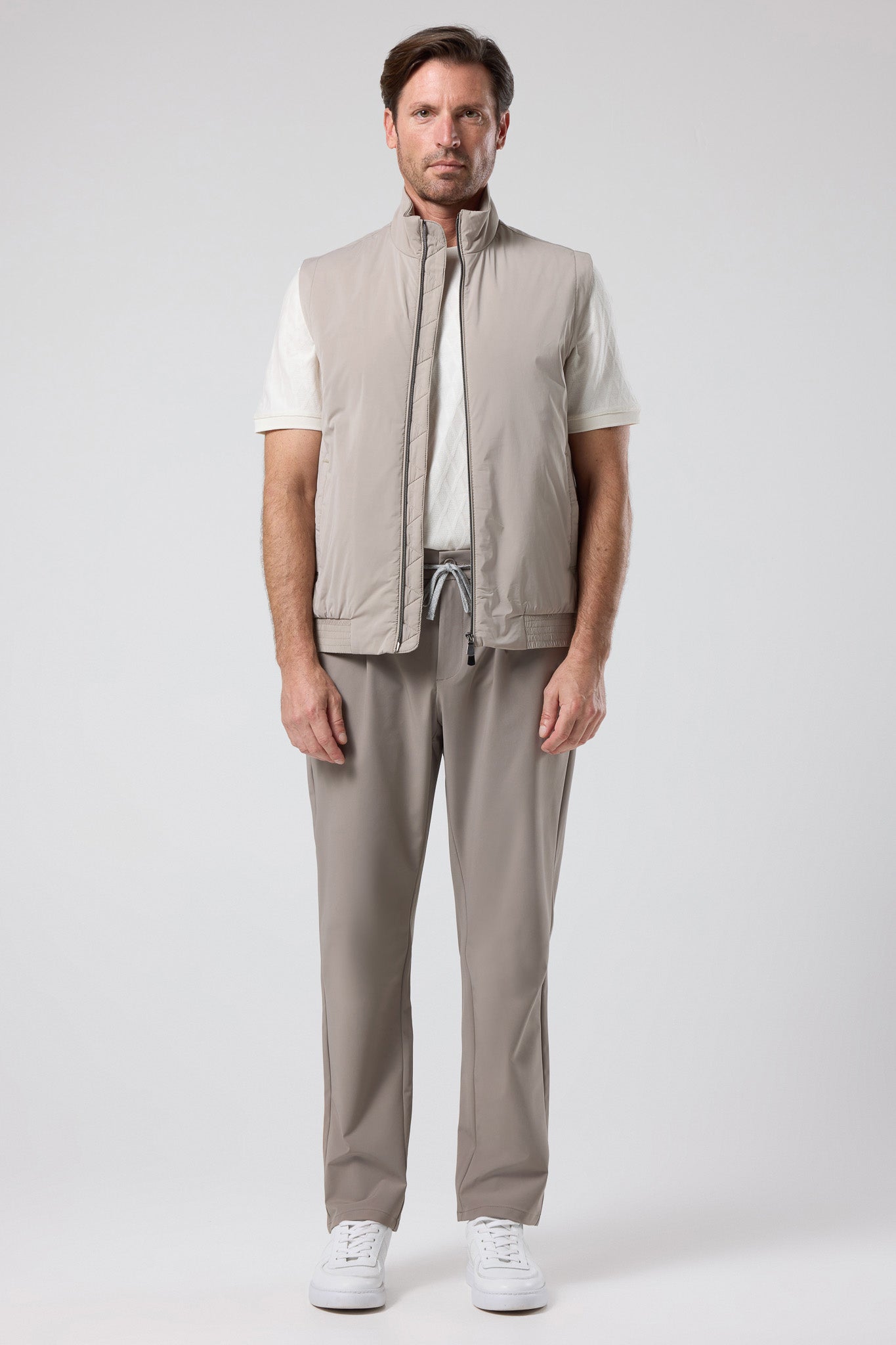 Fermuarlı Dik Yaka Yelek - YLK-7507-BEIGE-S
