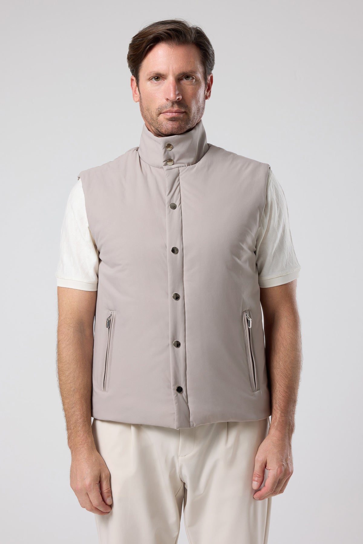Düğmeli Dik Yaka Yelek - YLK-7508-BEIGE-S - YLK-7508-BEIGE-S_1