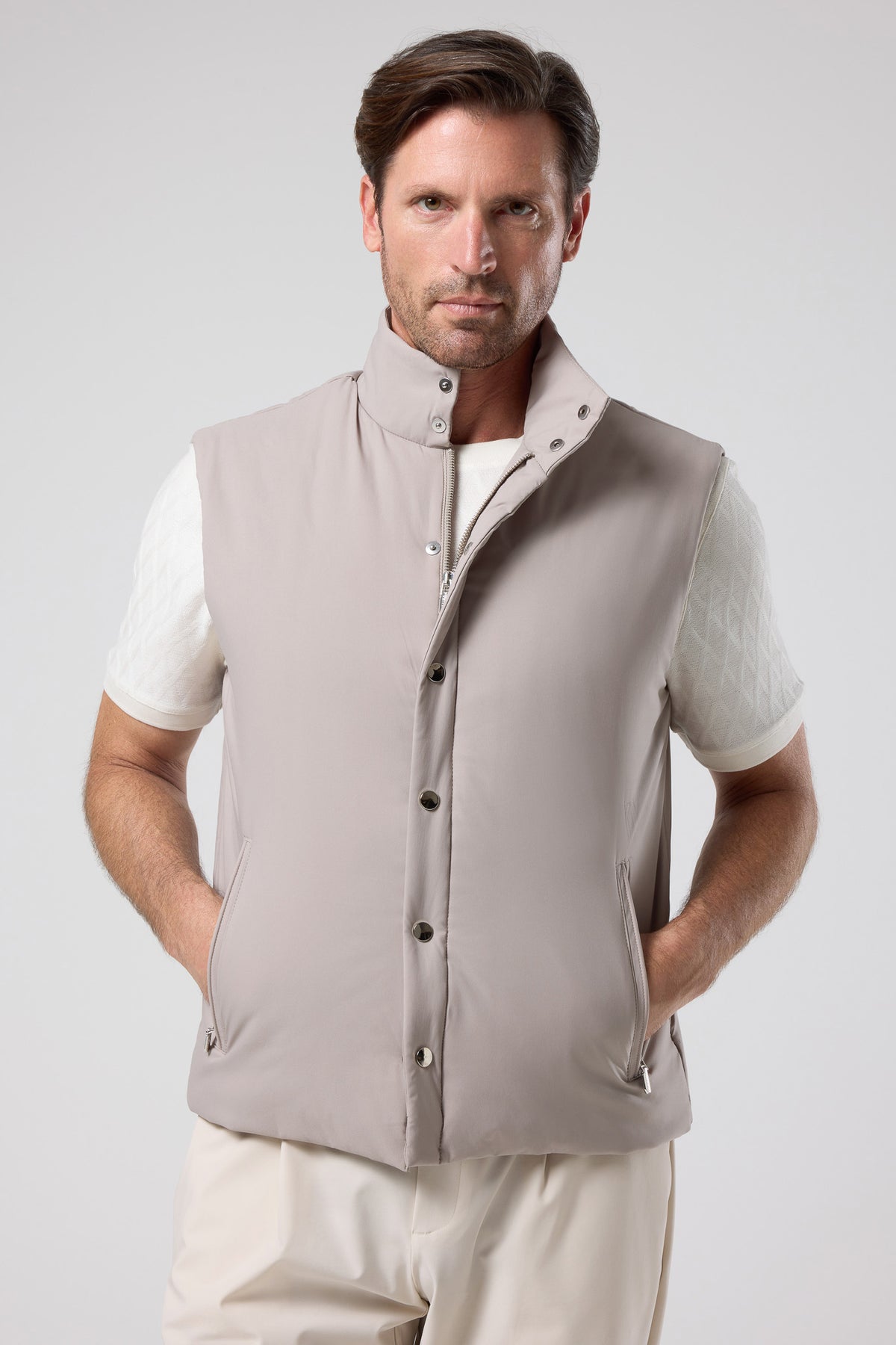 Düğmeli Dik Yaka Yelek - YLK-7508-BEIGE-S - YLK-7508-BEIGE-S_2