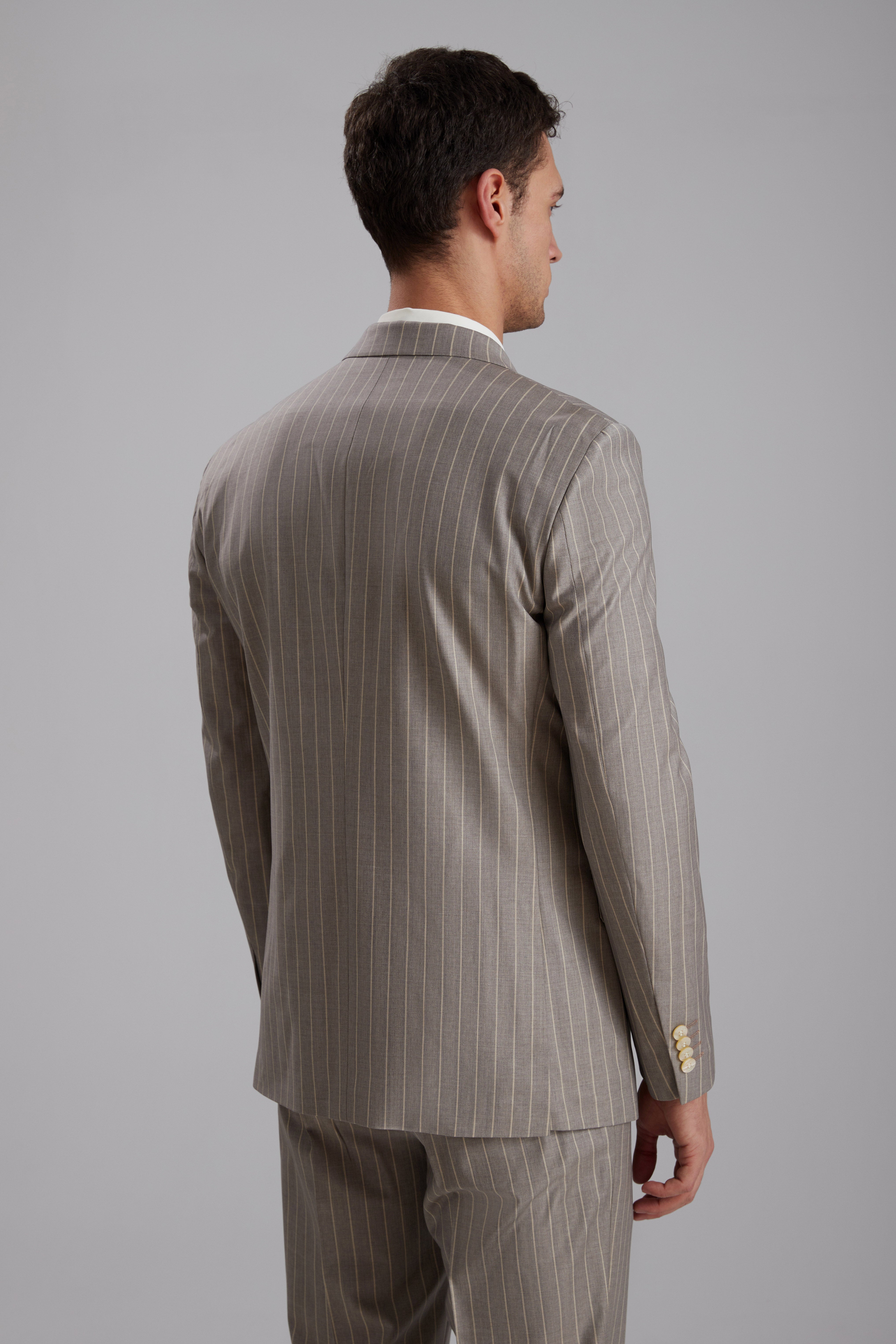 Pinstripe Double-Breasted Wool Blend Suit