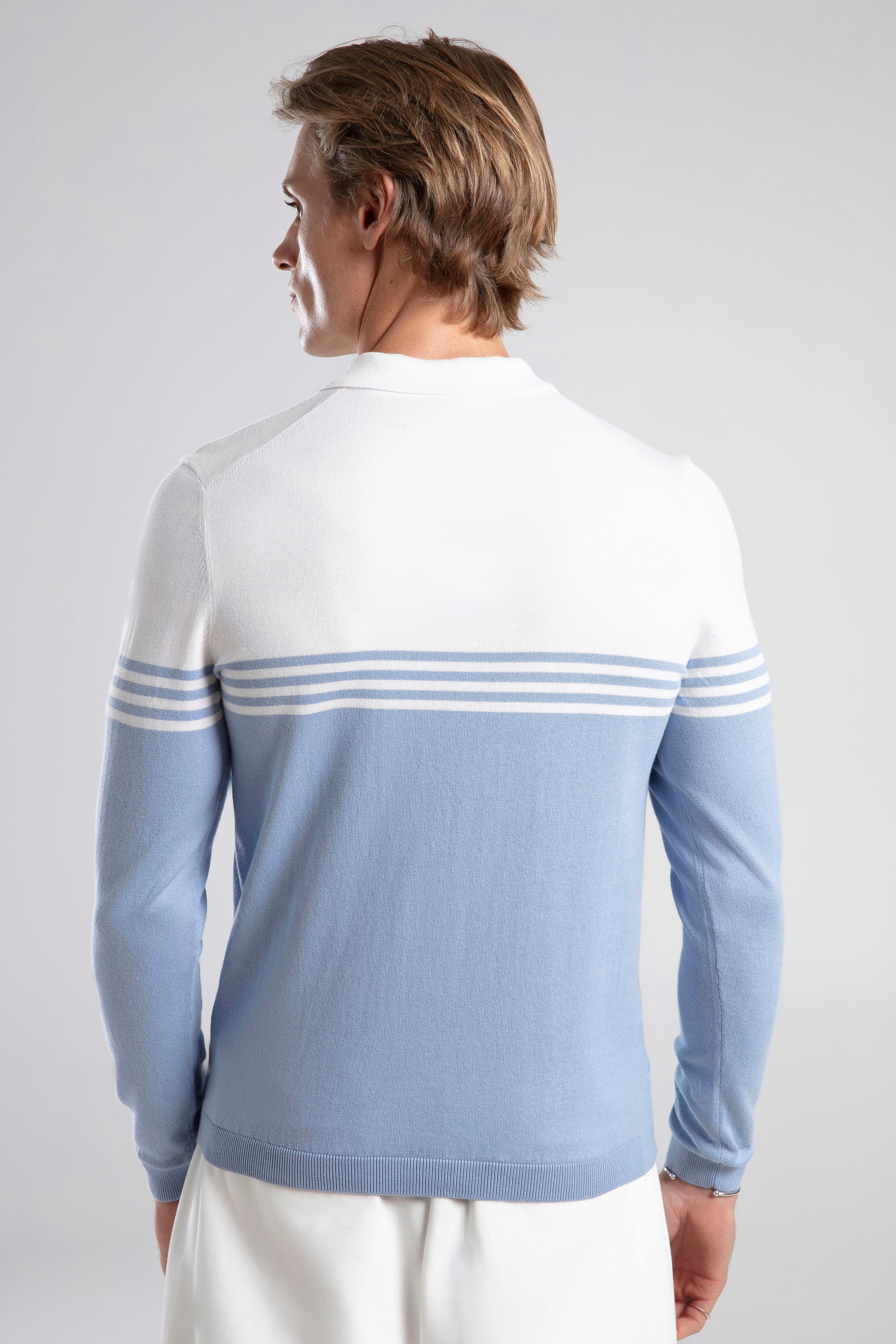 Striped Half-Zip Knit Polo