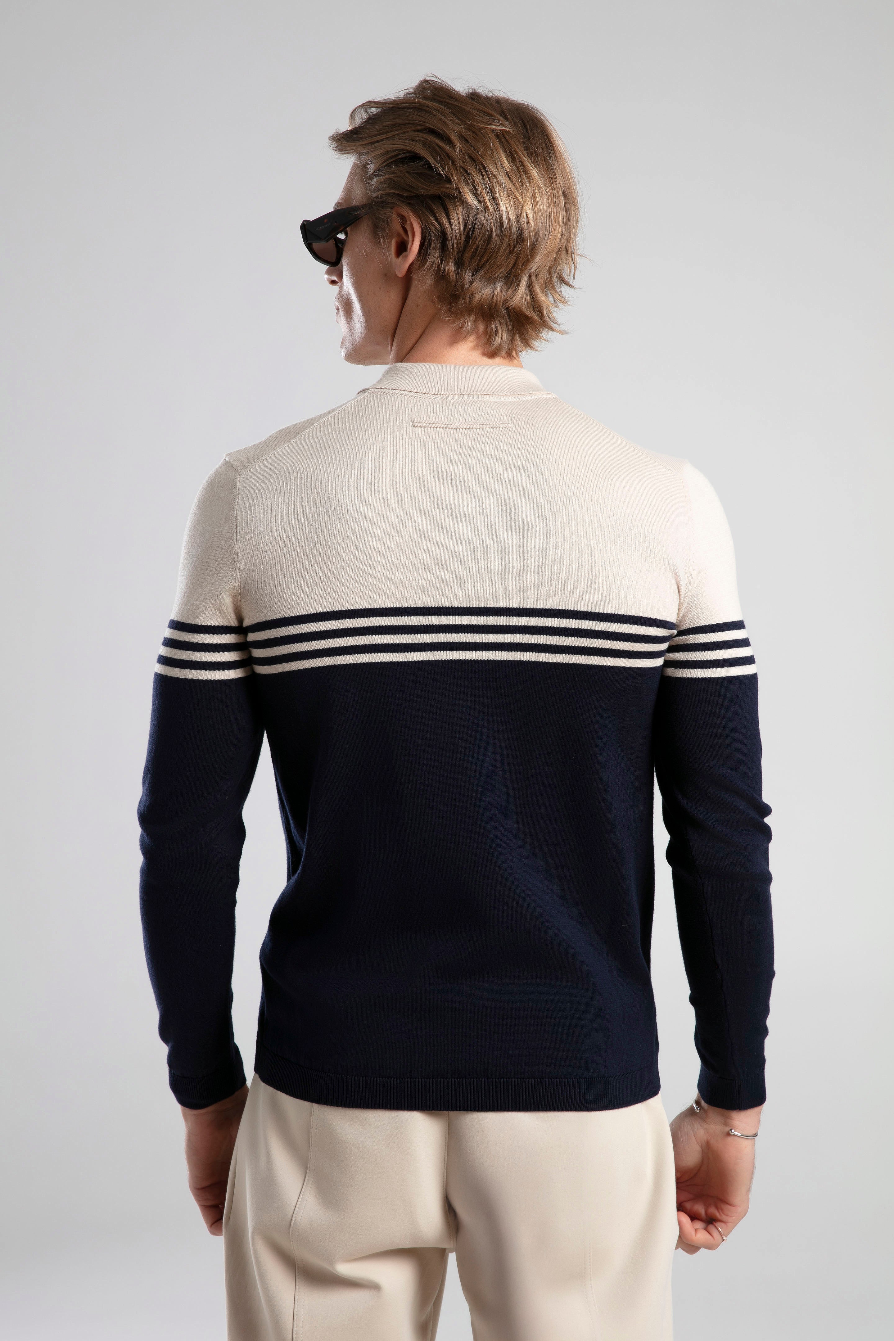 Striped Half-Zip Knit Polo