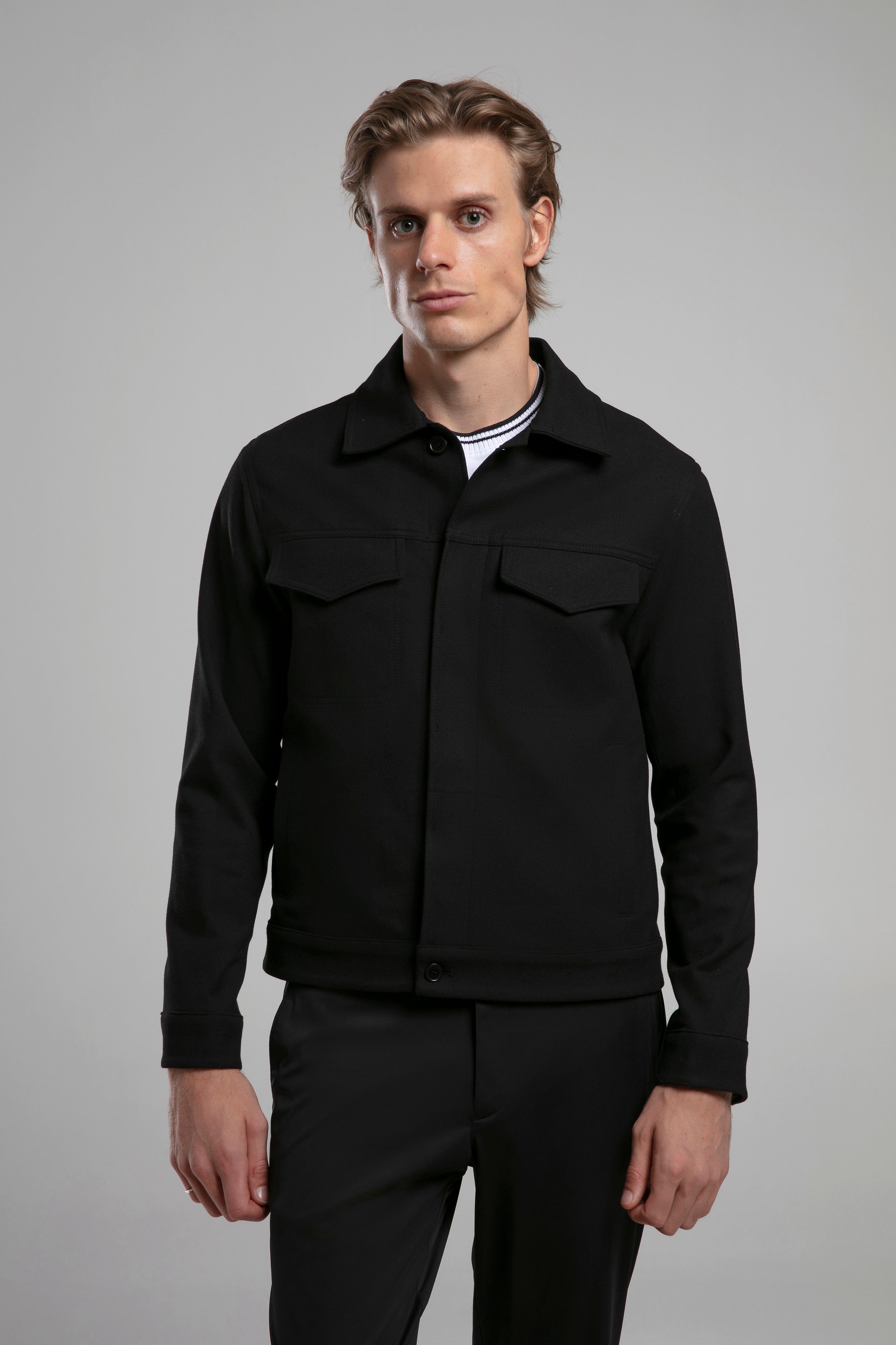 Wool Blend Straight Cut Jacket