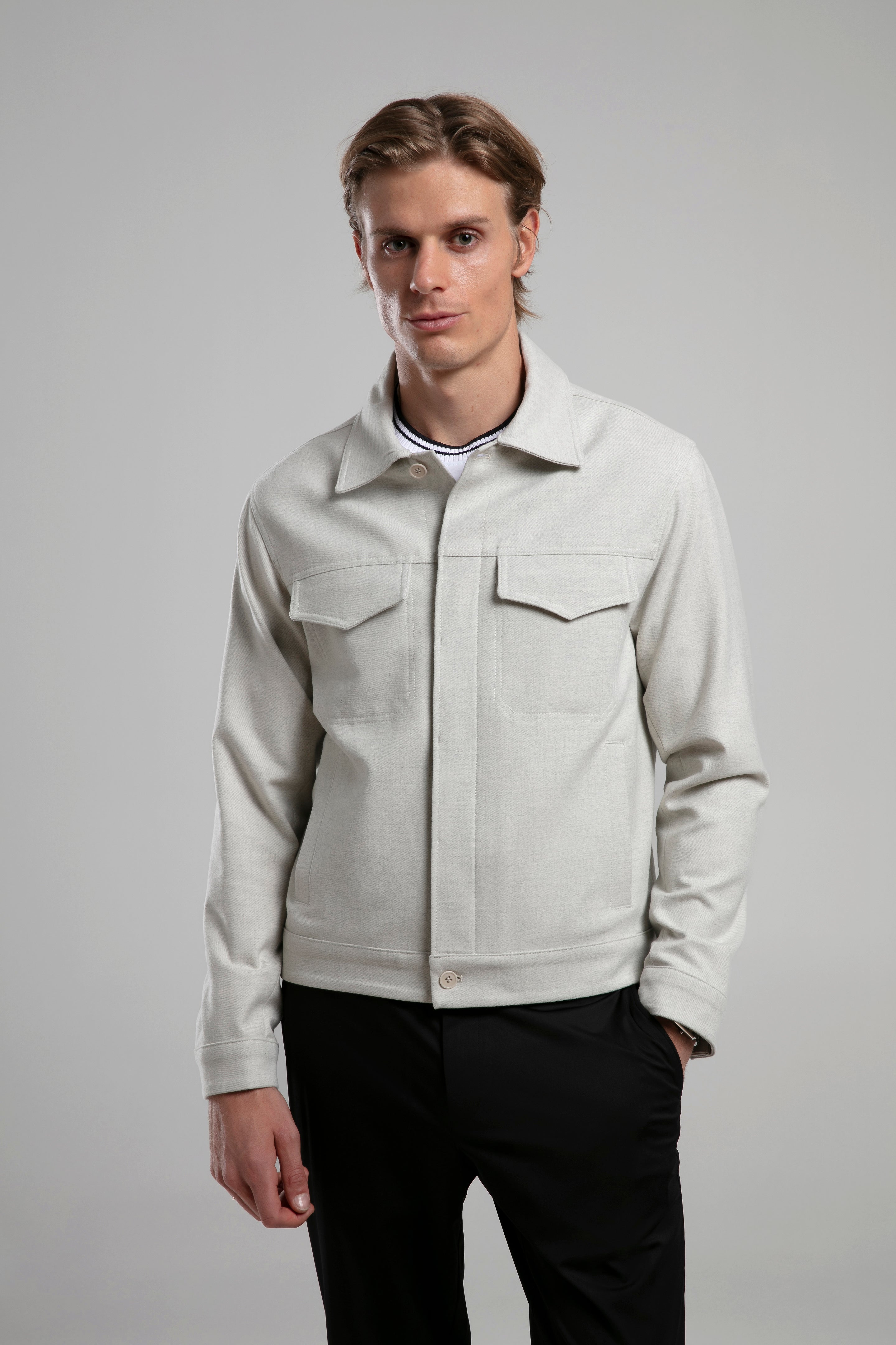 Wool Blend Straight Cut Jacket