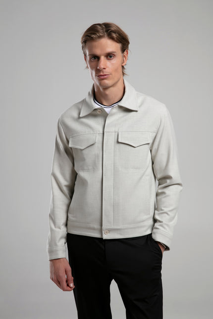 Yün Karışımlı Düz Kesim Ceket