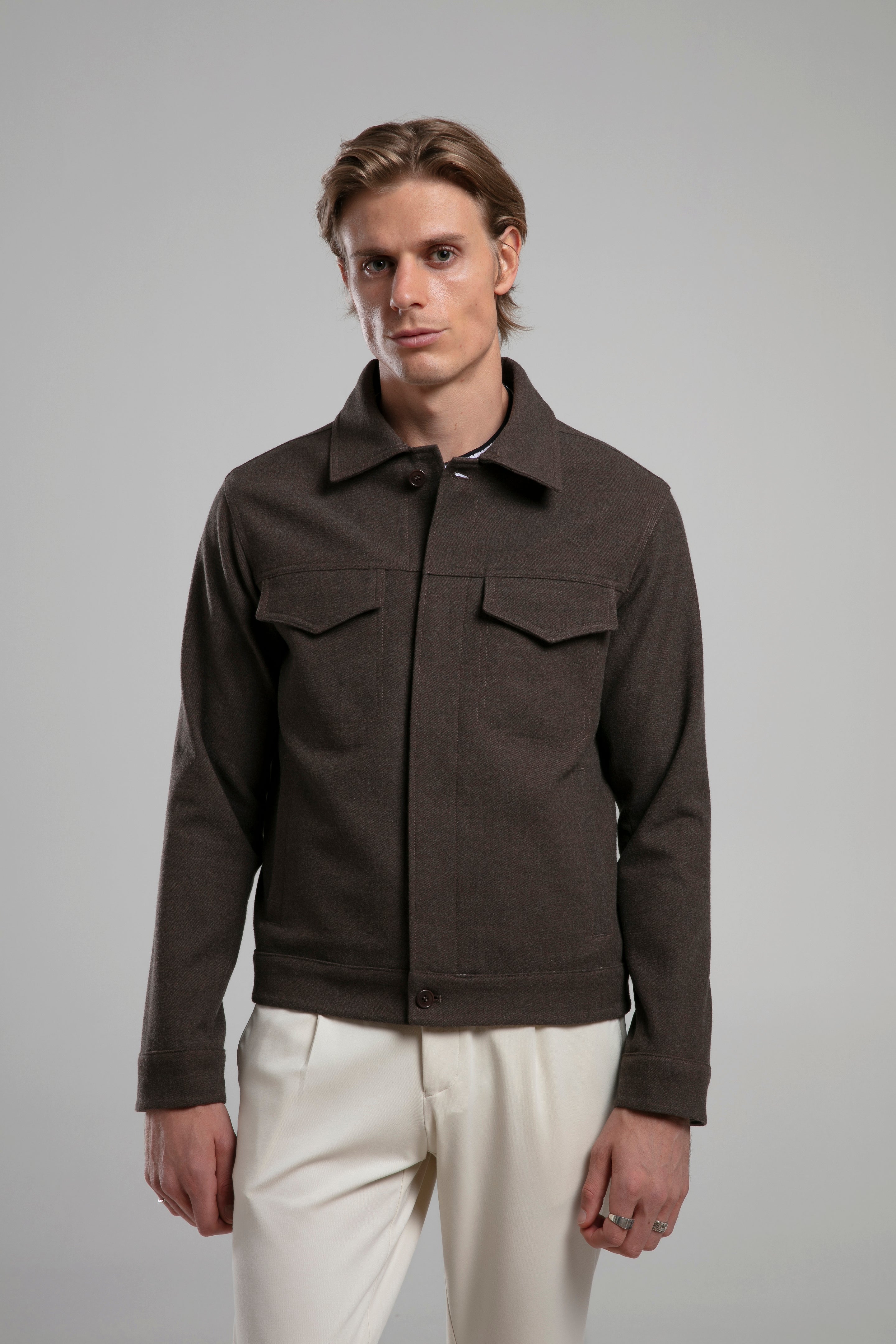 Wool Blend Straight Cut Jacket