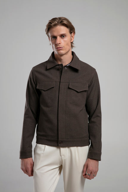 Yün Karışımlı Düz Kesim Ceket