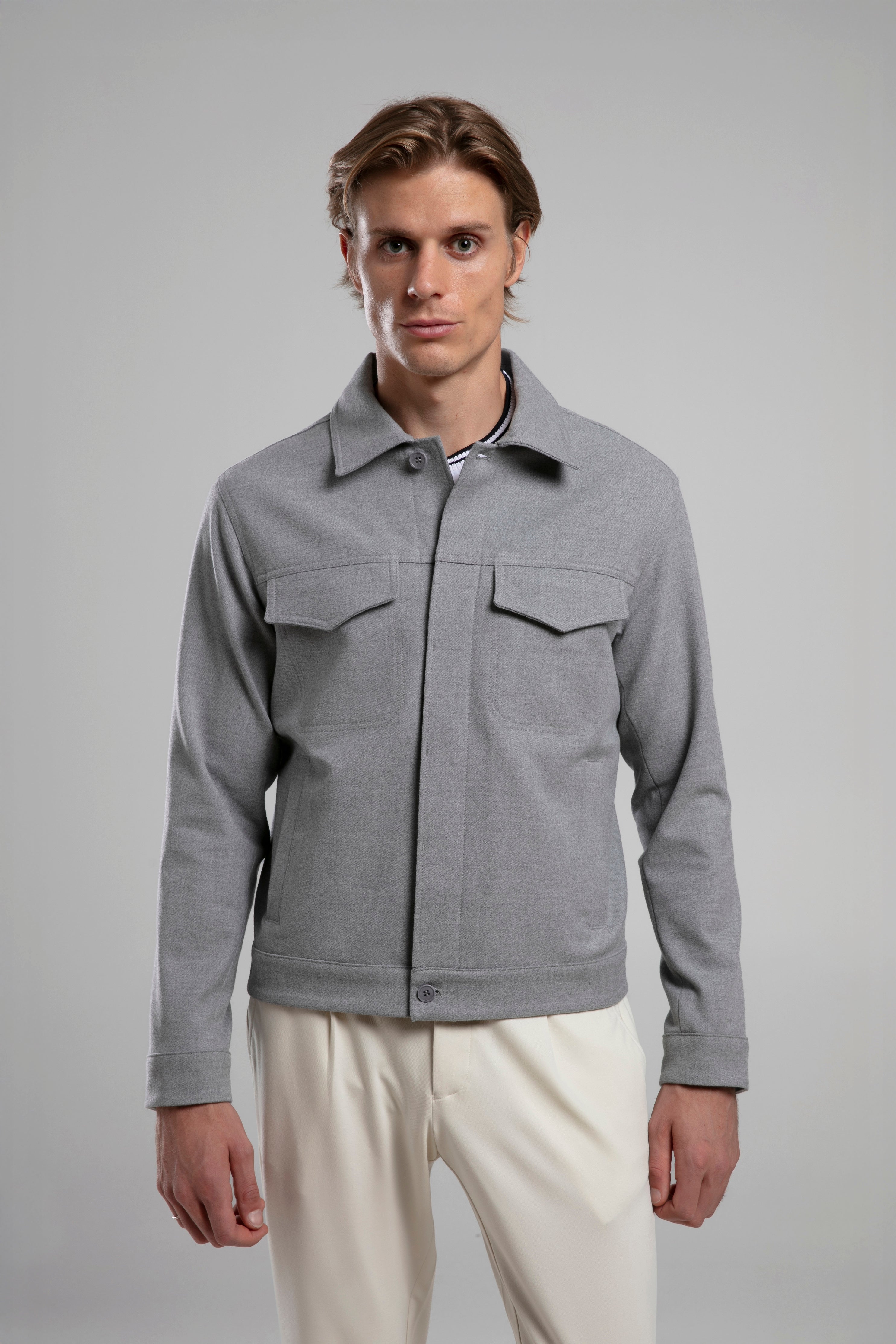Wool Blend Straight Cut Jacket