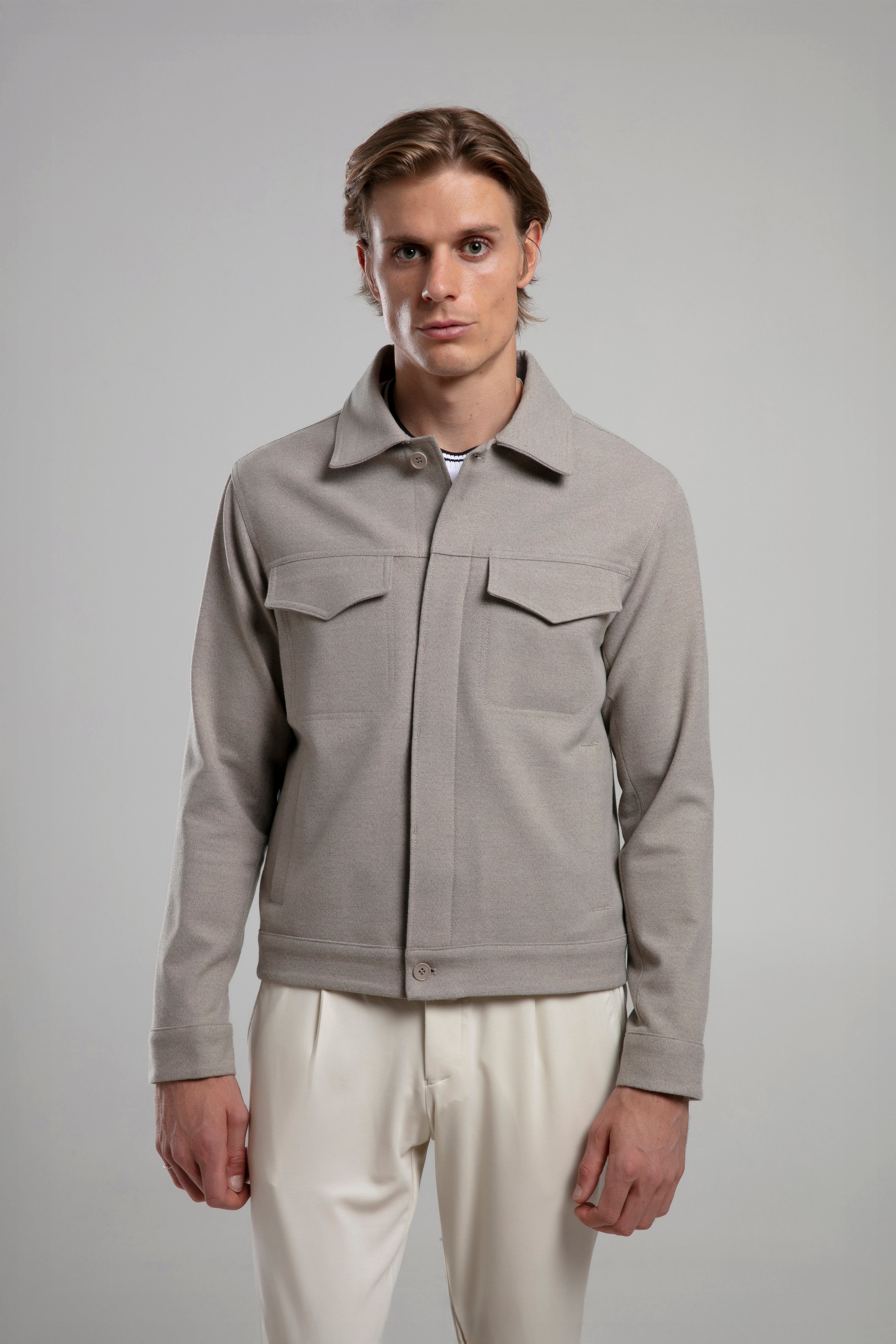 Wool Blend Straight Cut Jacket