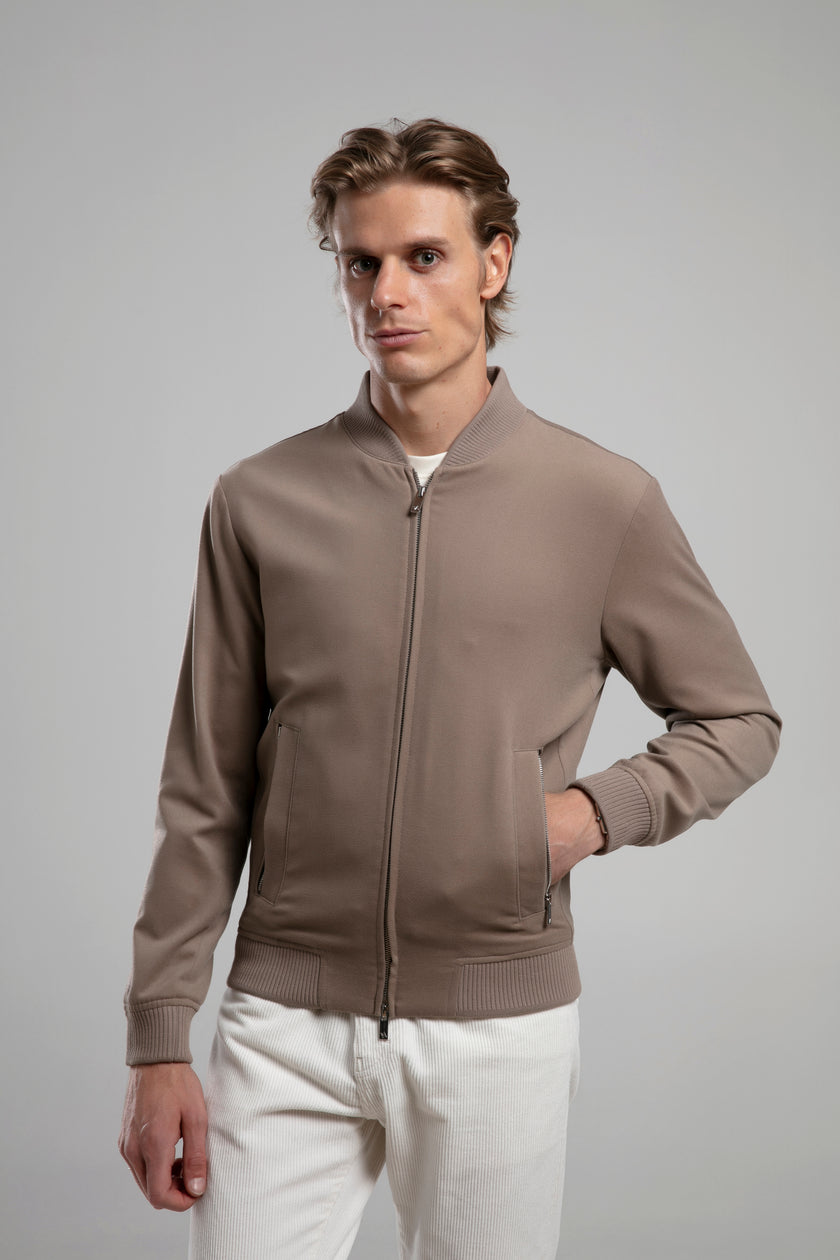 Dokulu Kumaş Bomber Ceket