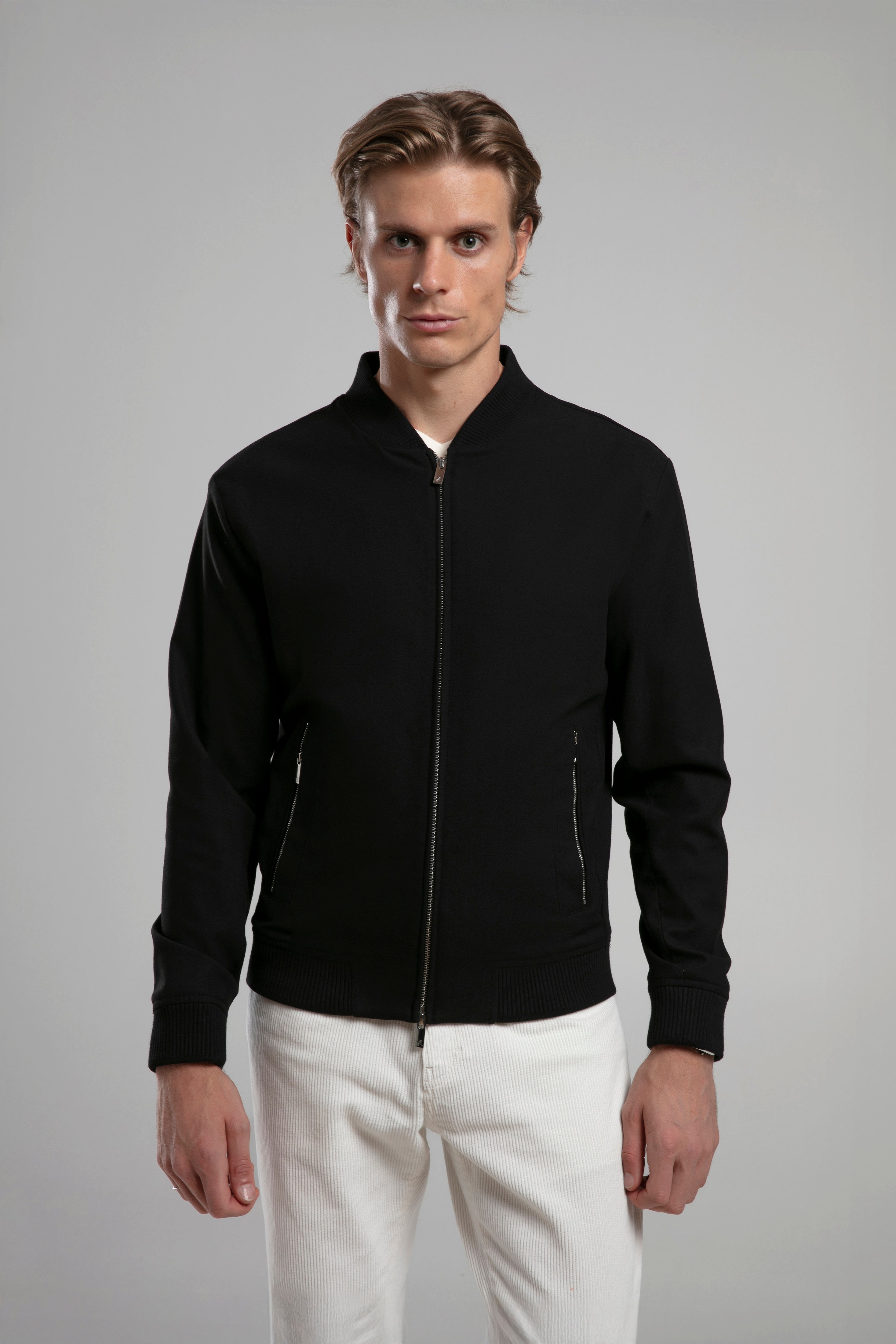 Dokulu Kumaş Bomber Ceket