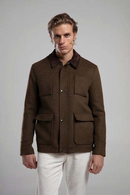 Kadife Yakalı Cep Detaylı Ceket