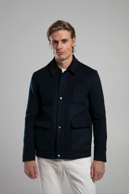 Kadife Yakalı Cep Detaylı Ceket