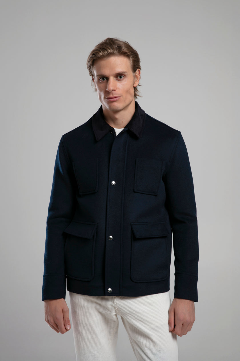 Kadife Yakalı Cep Detaylı Ceket