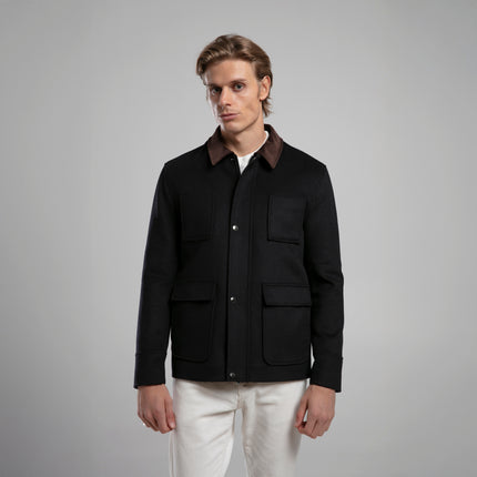 Kadife Yakalı Cep Detaylı Ceket