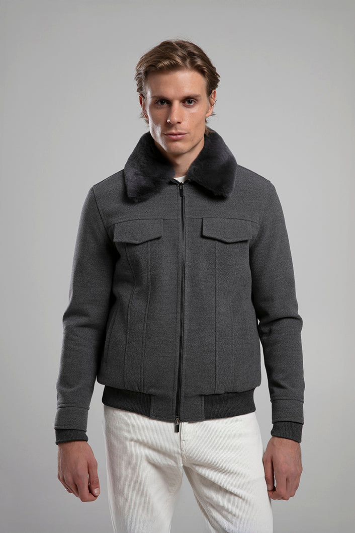 Kürk Yakalı Fermuarlı Ceket