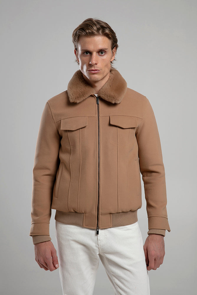 Kürk Yakalı Fermuarlı Ceket