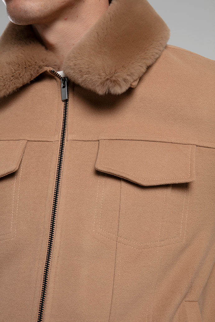 Kürk Yakalı Fermuarlı Ceket