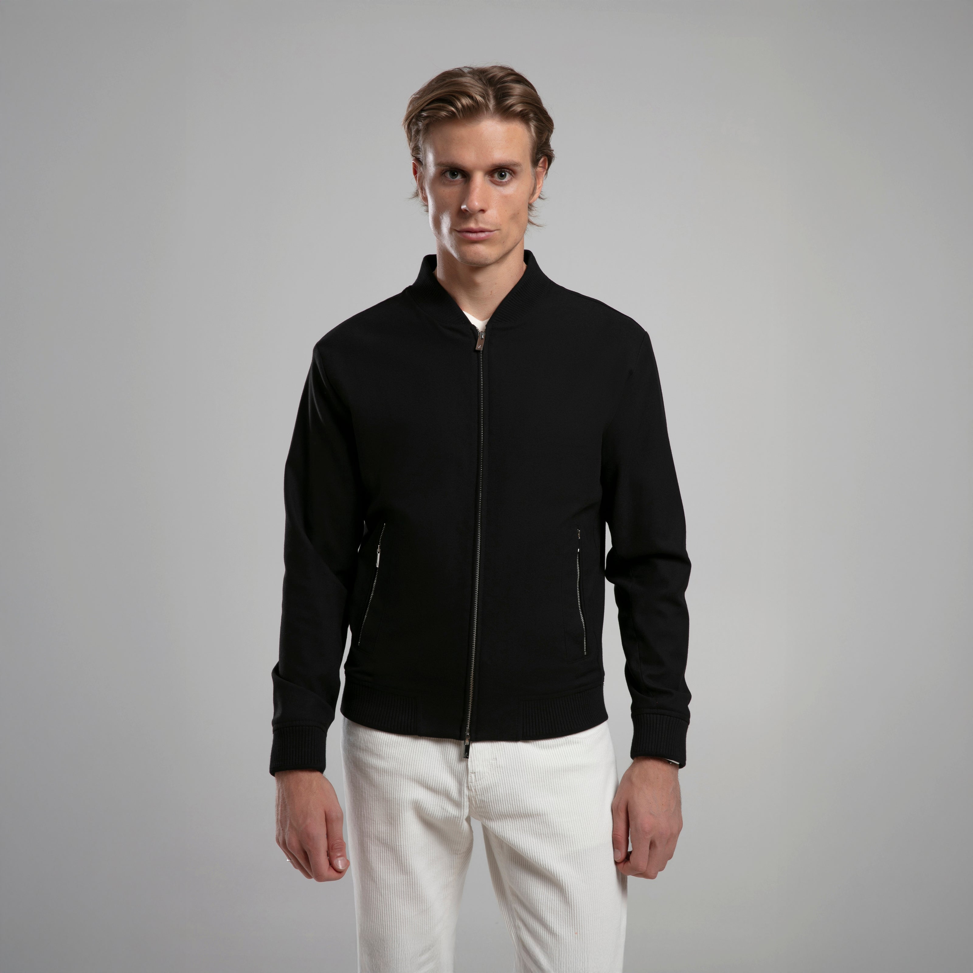 Dokulu Kumaş Bomber Ceket